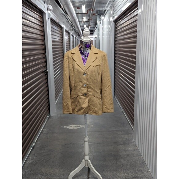 Eddie Bauer XL Tan Wool and Angora Rabbit Pea coat Blazer Jacket - Picture 1 of 5